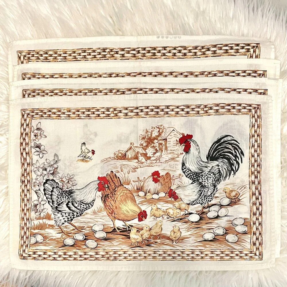 Set of 4 farmhouse chicken placemats